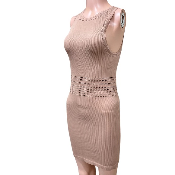 ZARA Nude Ribbed Bodycon Limitless Contour Collection Dress - Picture 4 of 11
